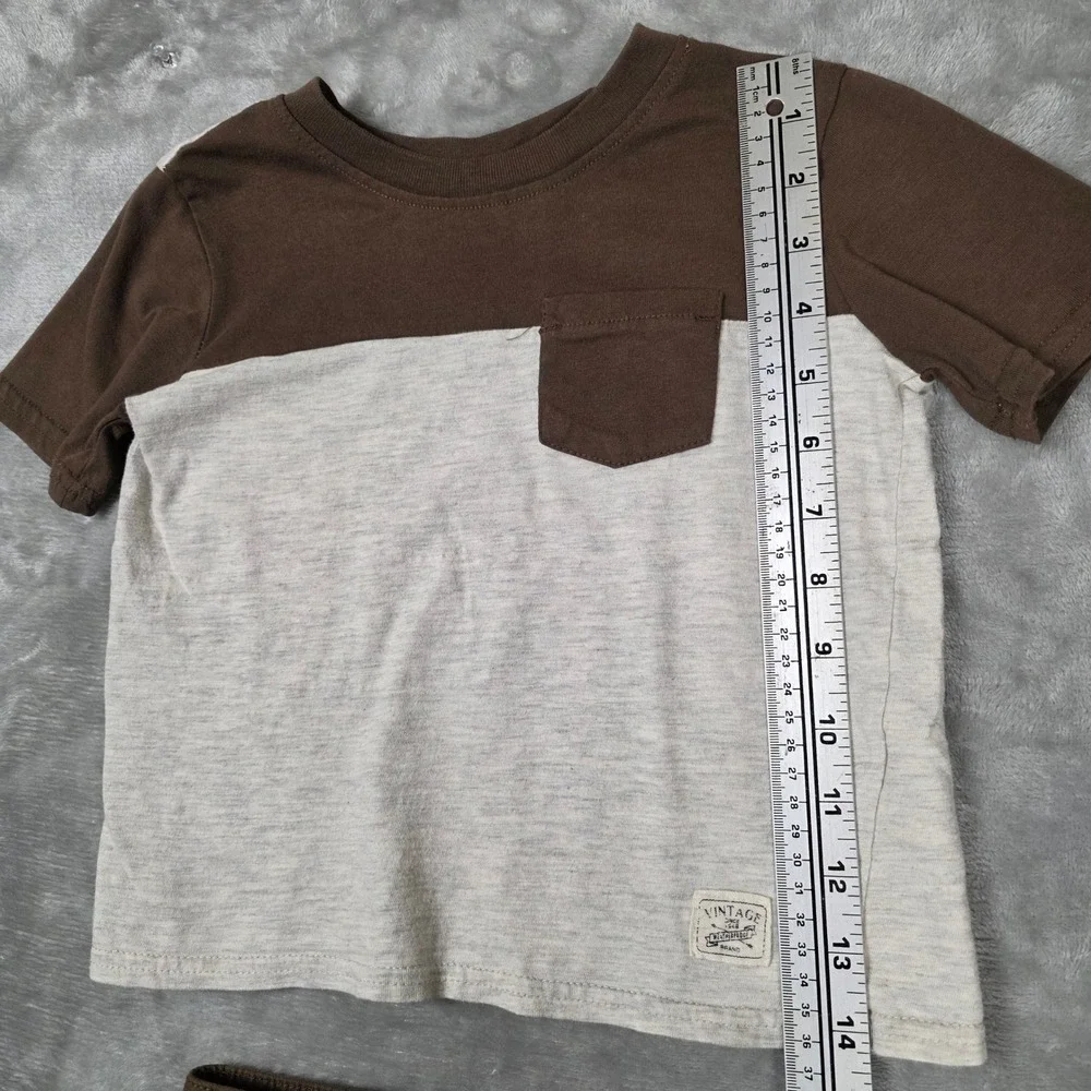 Weatherproof Vintage 2pc‎ Outfit Set Boys 4T Brown Gray Good Pocket Tee Joggers